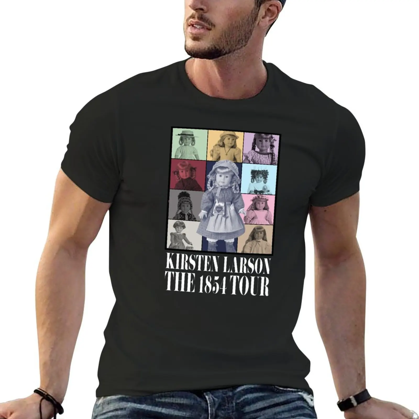 The 1854 Tour - Kirsten Historical American Pioneer Girl Doll (white text) T-Shirt anime tshirt outfits for men