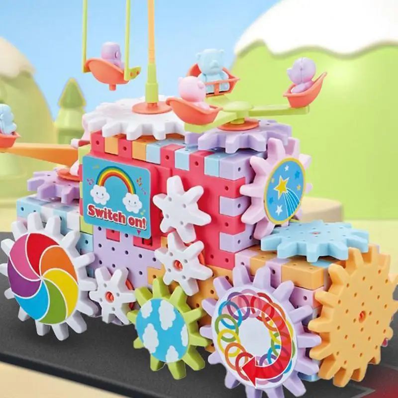 Elektrische Getriebe 3D Puzzle Modell Gebäude Kits Rotierenden Getriebe Baustein Spielzeug Montessori Ziegel Blöcke Pädagogisches Spielzeug Kinder Geschenk