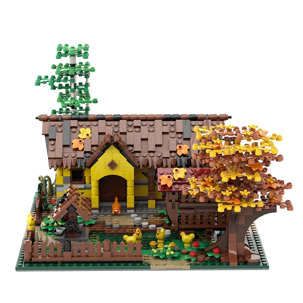 MOC Ländlichen Alten Landhaus Bausteine Modell Schöne Dorf Villa Ziegel Kinder Bildung Spielzeug Kinder Montieren Geschenke