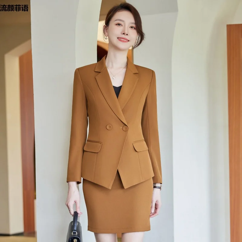 Long Sleeve Business Wear Suit Suit Jacket Elegant Women's White Collar Business Workwear Workwear Casual Fashion Set