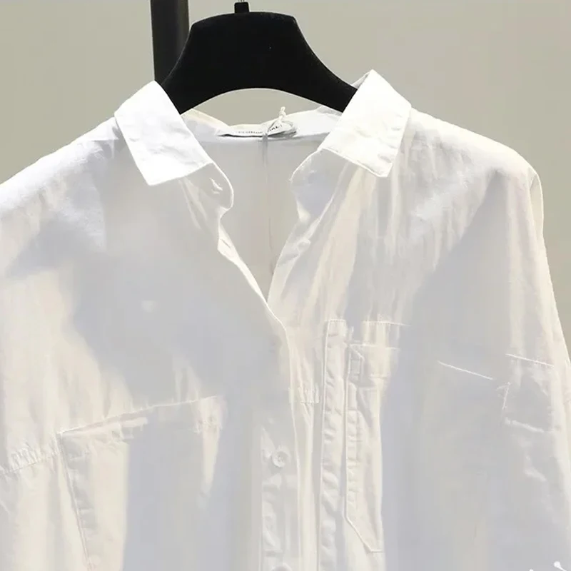 Long Sleeve White Women Shirt New Spring Casual Loose Office Blouse Lady Tops Button Simple Woman Clothes Blusas 12616 image 3