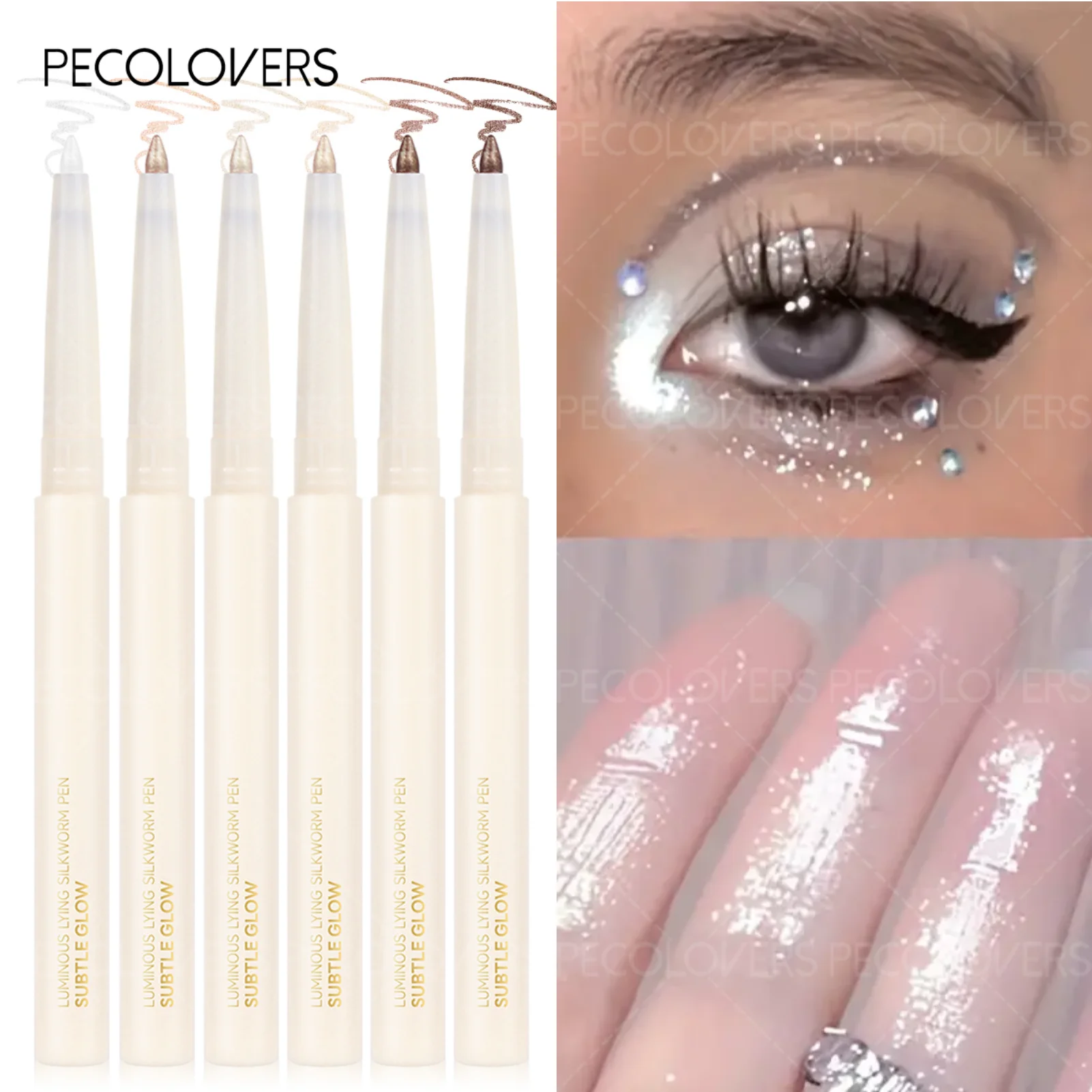 1PC 2-in-1 veelkleurige oogschaduw- en markeerstift - parelmoer glitterafwerking, waterdicht, levendig pigment, langdurig