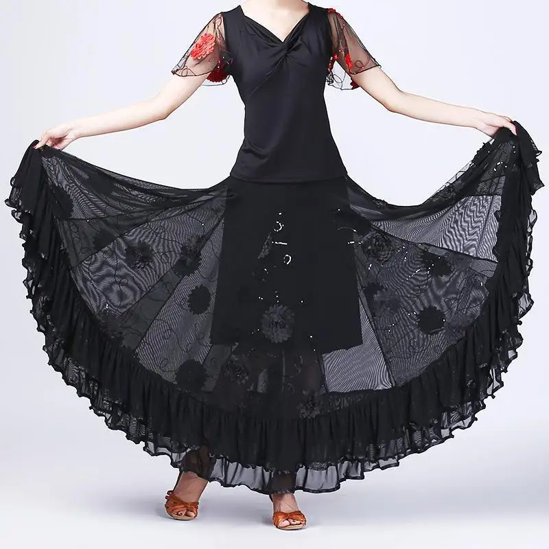 New Social Dance Dazzling Skirt Square Dance Half Skirt Dance Skirt High End Spring/Summer Modern Dance Half Skirt