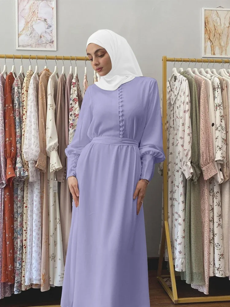 

Solid Abaya Dubai Muslim Hijab Dress Eid Chiffon Abayas for Women Turkish Long Dresses African Islam Kaftan Robe Femme Musulmane
