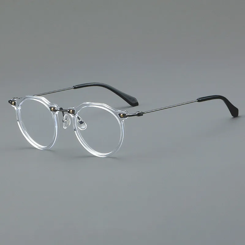 Designer hand-made ultra-light pure titanium glasses frame retro optical acetate glass frame can be equipped with prescription g