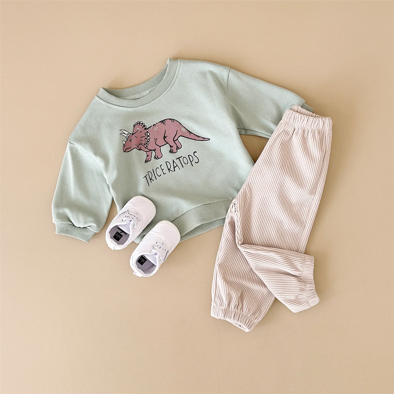 2PCS Baby Newborn 2024 Sets Casual Children Dinosaur Print Cute Top Pants Clothes Spring Autumn Boy Girl Cotton 0-4Y Corduroy