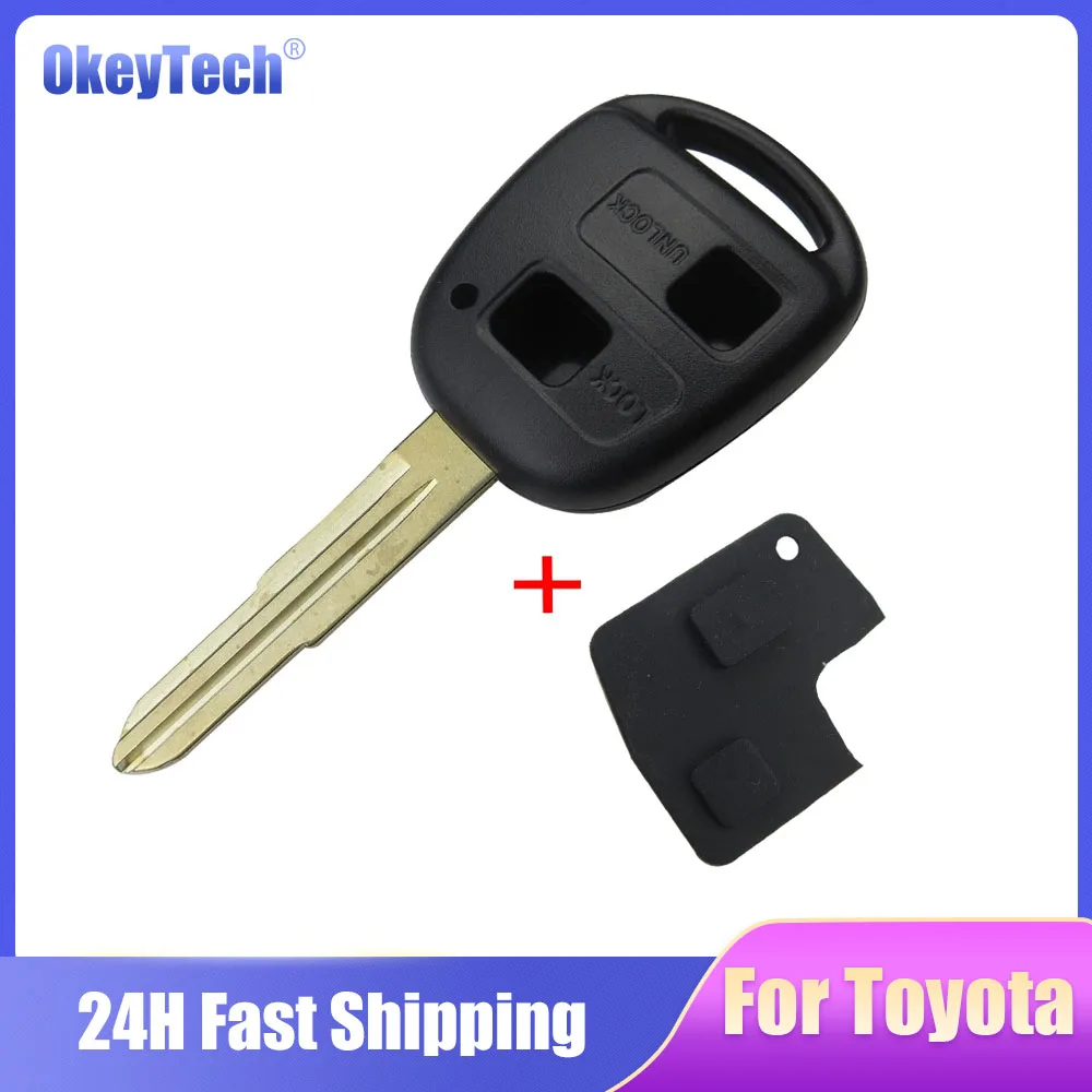 

OkeyTech Replacement Remote Key Shell Case Fob 2 Buttons For Toyota HIACE Yaris Blank TOY41 Blade Rubber Button Pad