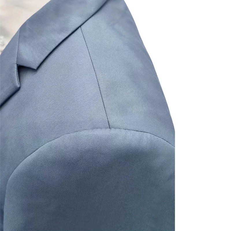 بدلة رجالية بلون سادة مع زر واحد بتصميم جيب كالسيوم قابل للطي بدلة كاجوال للرجال مع بطانة داخلية مناسبة لجميع المواسم #3