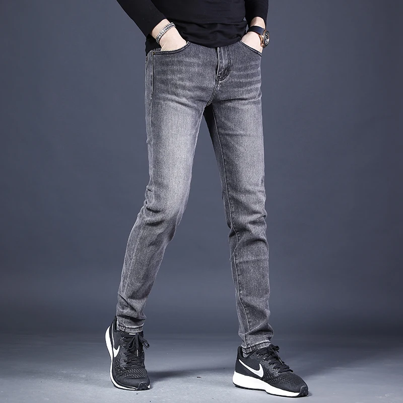 

Slim Fit Men's Jeans Straight Leg Smoke Grey Autumn Winter New Style Comfortable Breathable Stretchy Denim Pants