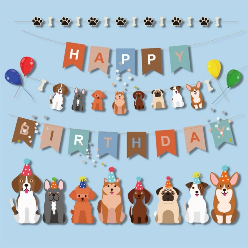 

Birthday Party Dog Bone Flag Holiday Decoration Banner 1 set 1 piece Dog Birthday Party Supplies Banner Flags