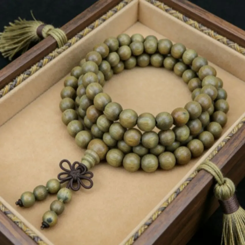 8mm Green Sandalwood 108 Beads Bracelet Charm Japa Wear Men Handmade Chain Bangle Buddhist Fragrant Peace Link Mala Prayer