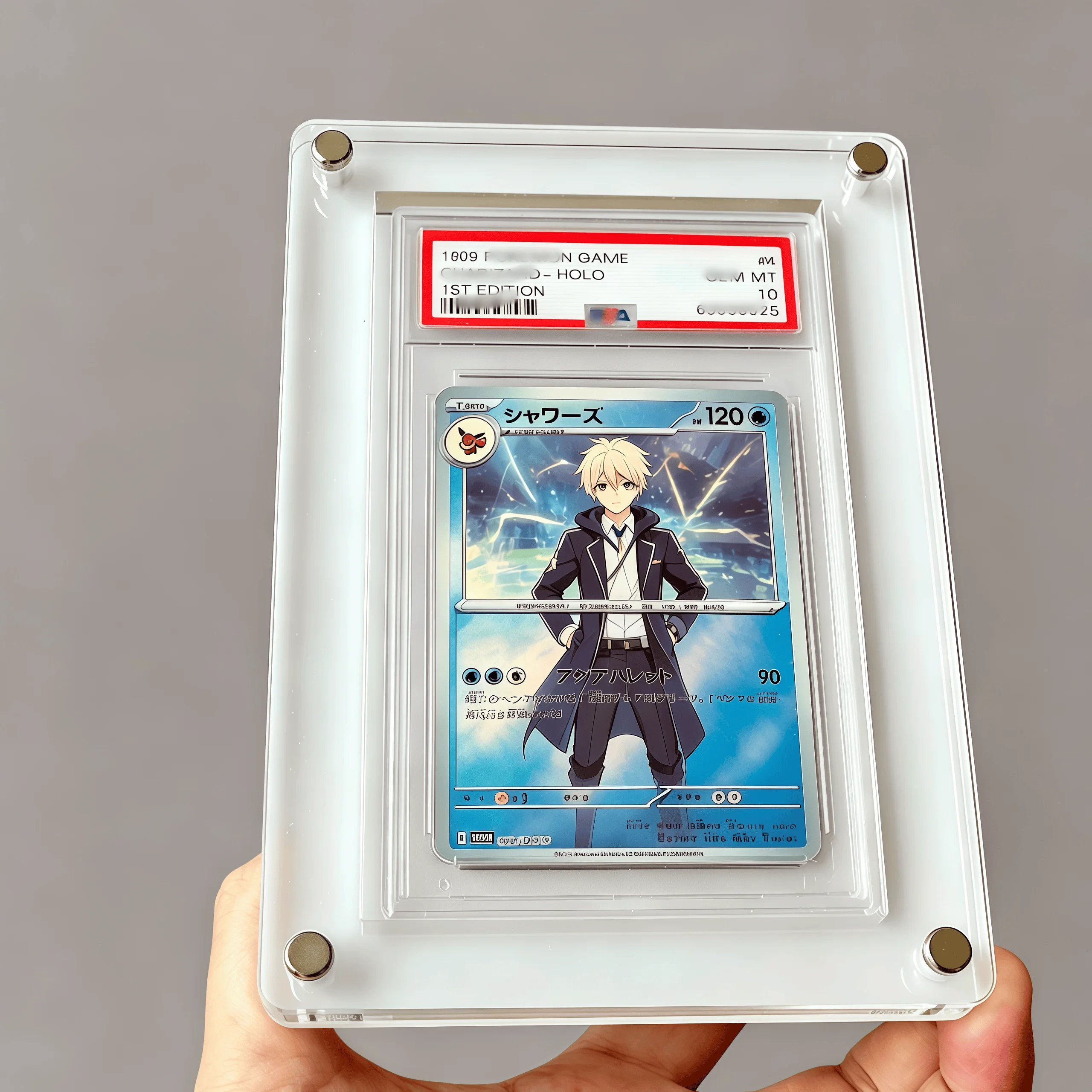 1-Slot White Acrylic Graded Card Stand Clear Edge Display Holder For PTCG YGO Trading Cards
