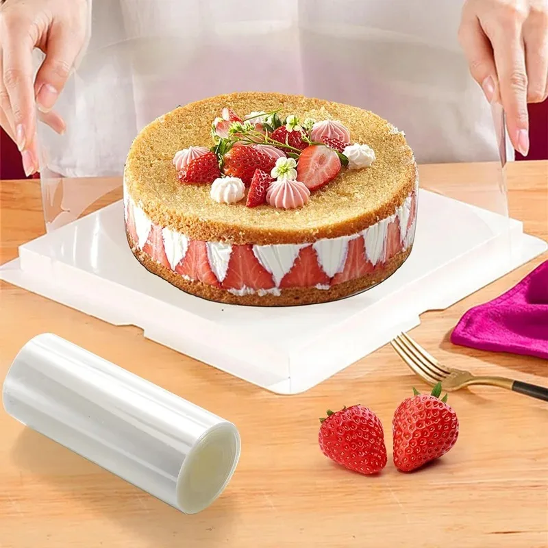 10m/1 Roll Transparent Acetic Acid Cake Surround DIY Chocolate Cake Surround Collar Kitchen Film Baking Tool Dessert Slices