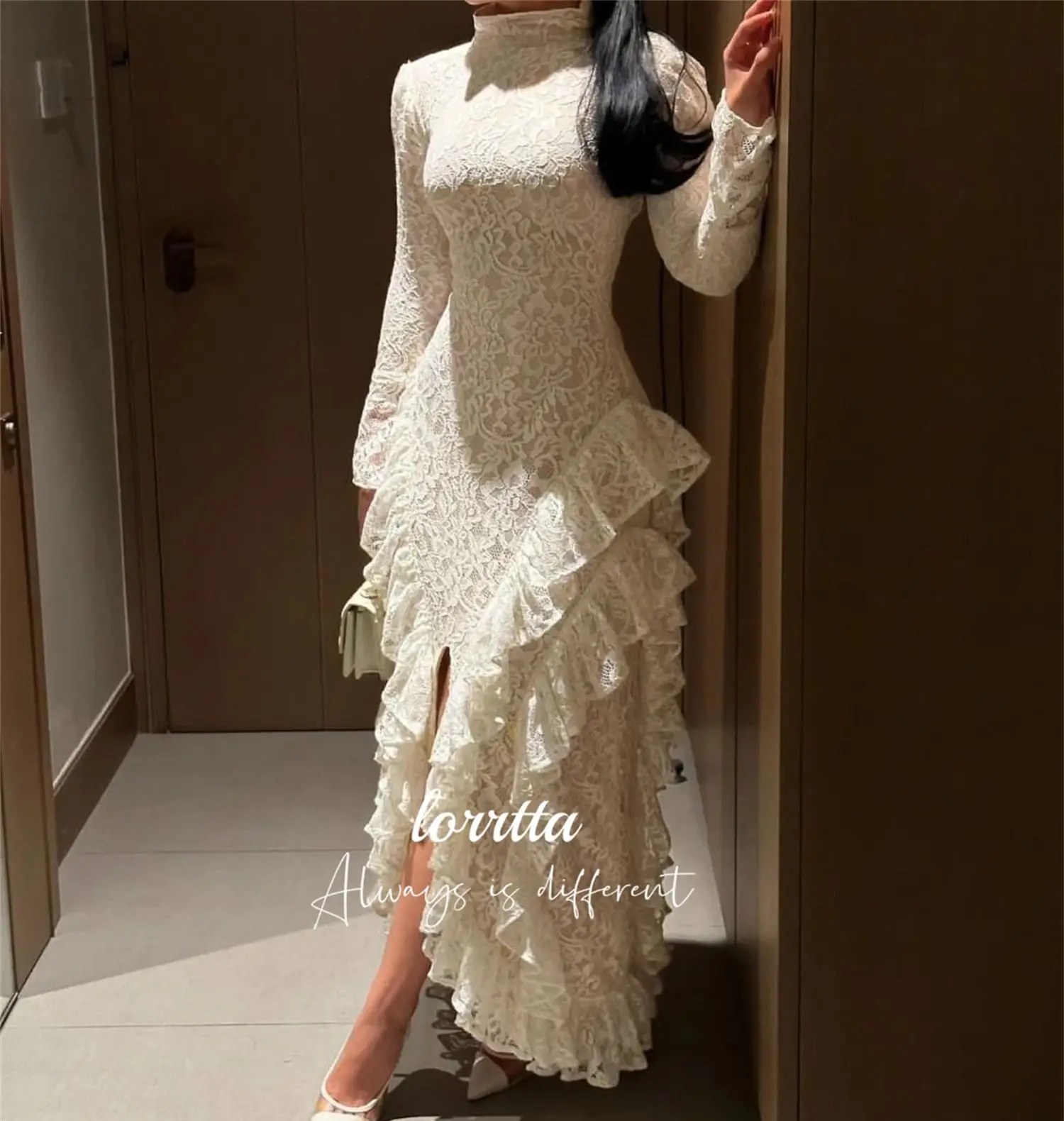 Lorrtta Special Occasion Dresses Long Sleeves Party Dress Lace Fishtail Cut Evening Robe Soiree Robes De Cocktail Customized
