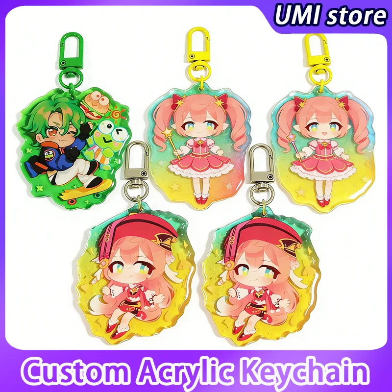 

Custom Keychain Acrylic Key Chain Photo Customized Anime Charms Hologram Clear Personalized Designer Car Charm Keychains Gift