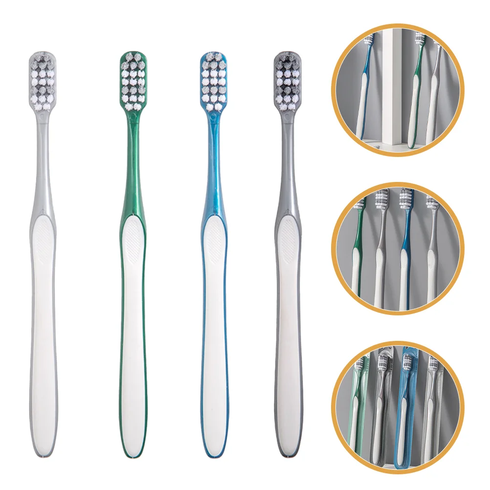 

4 Pcs Camping Men's Toothbrush Travel Large Head Toothbrushes Wear-resistant