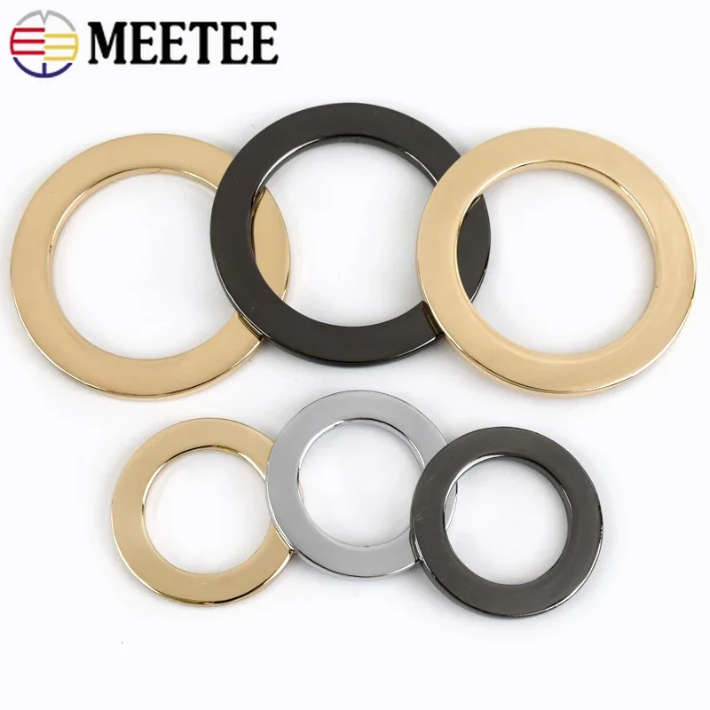 5/10 Stück Meetee 15–25 mm Metall-O-Ring-Schnalle, flache Ringe für Gurtband, Rucksack, Taschengurt, Kleidungsstück, Verschluss, Haken, Hardware-Zubehör