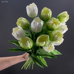 SunMade European Tulip Branch Real Touch Artificial Flowers Party Decoration Home Decor Wedding Flores Green Flower Fall Decore