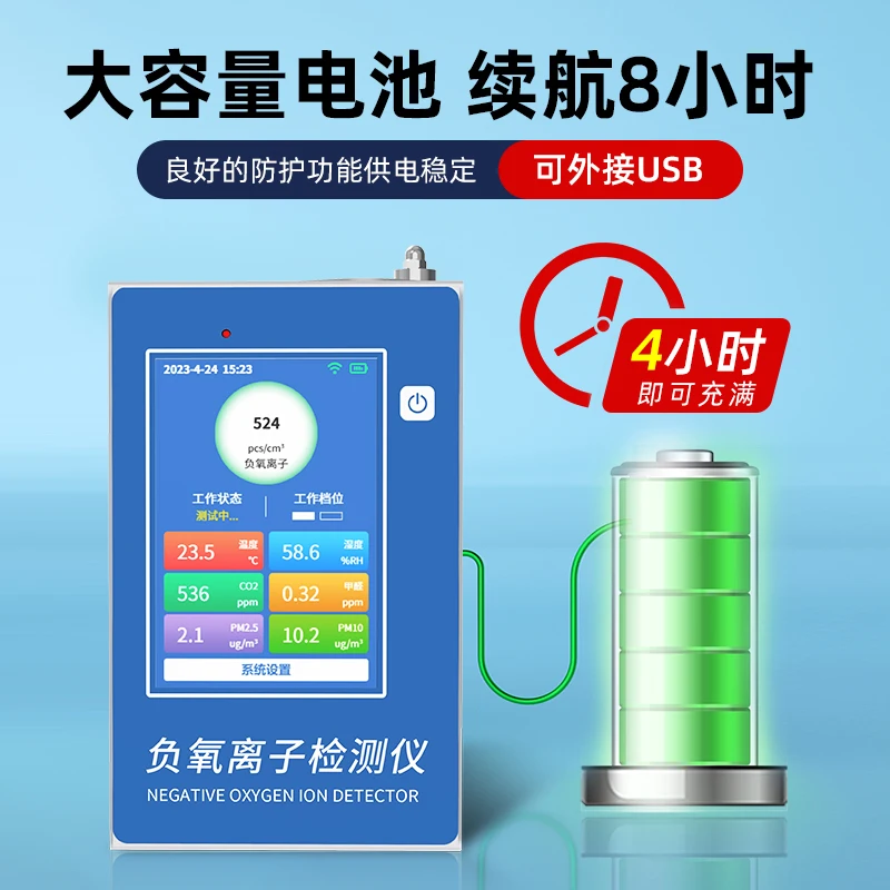 Air Negative Oxygen Ion Detector Formaldehyde TVOC Air Quality Tester High Precision Negative Ion Concentration Monitoring