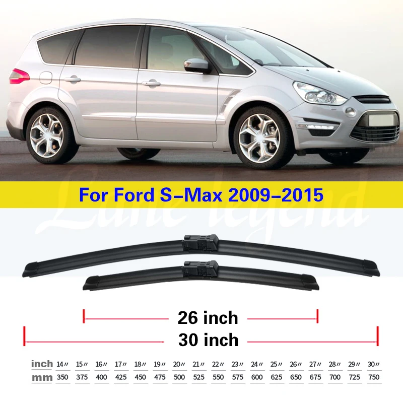 For Ford S-Max Smax 2009 - 2015 Car Wiper Front Rear Wiper Blades Windshield Windscreen Window Brushes Car Accessories 30\