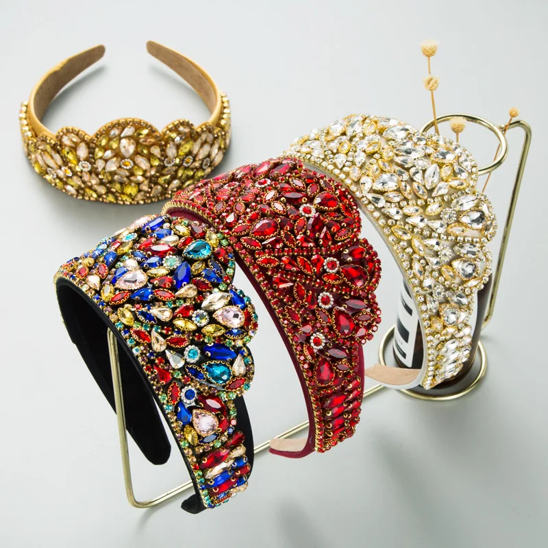 

Heming hair ornament baroque luxury heavy industry color rhinestone gemstone headband geometric personality hairpin walking hair