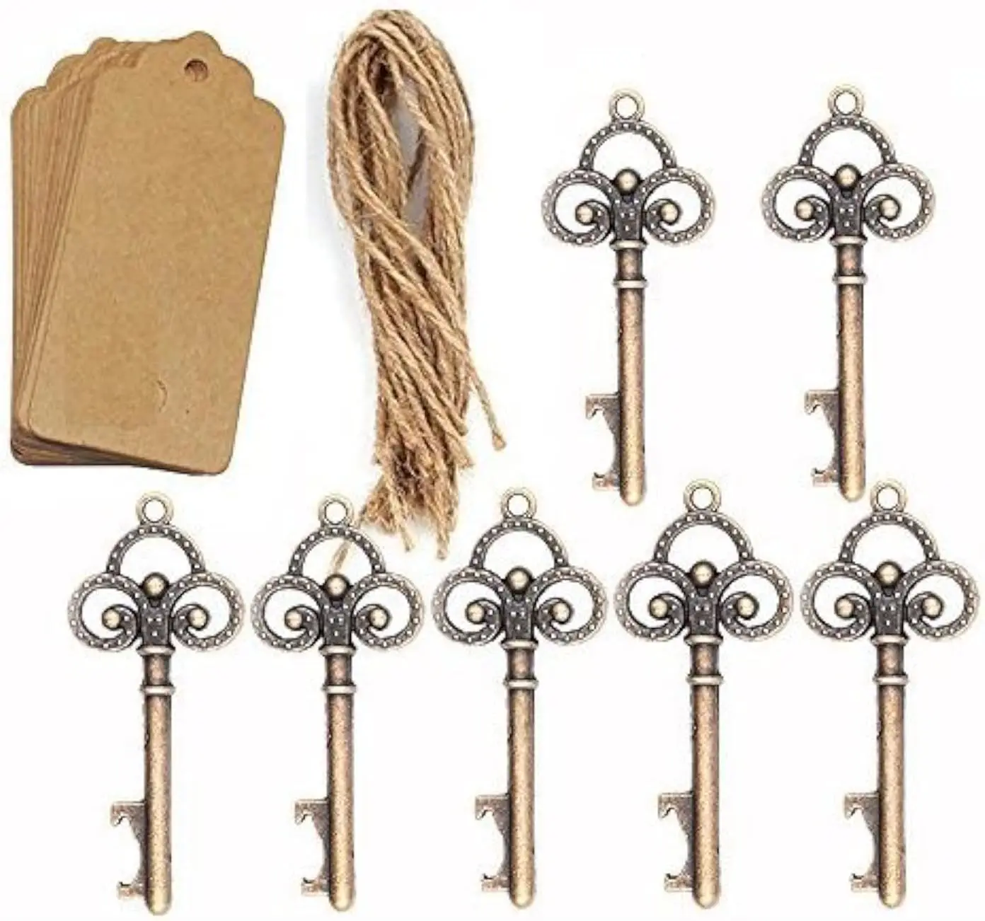 

50 Pieces Skeleton Wedding Bottle Opener with 50 Pieces Companion Card Tags and Twine for Guest Party Favors