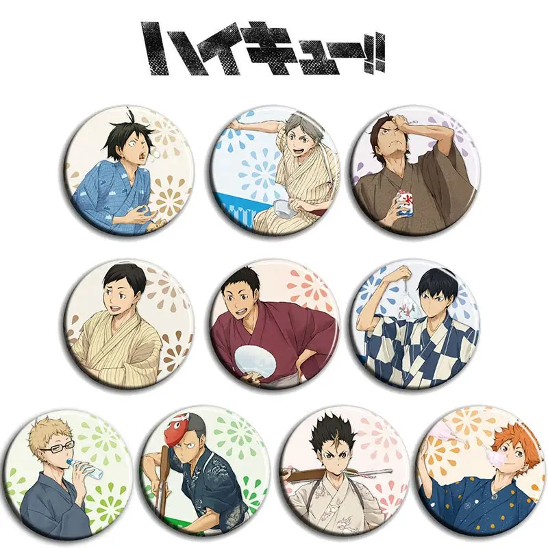 58MM Anime Circular Colorful  Kageyama Tobio Costumes Badge Daichi Sawamura Exquisite Premium Accessories Animation Derivatives