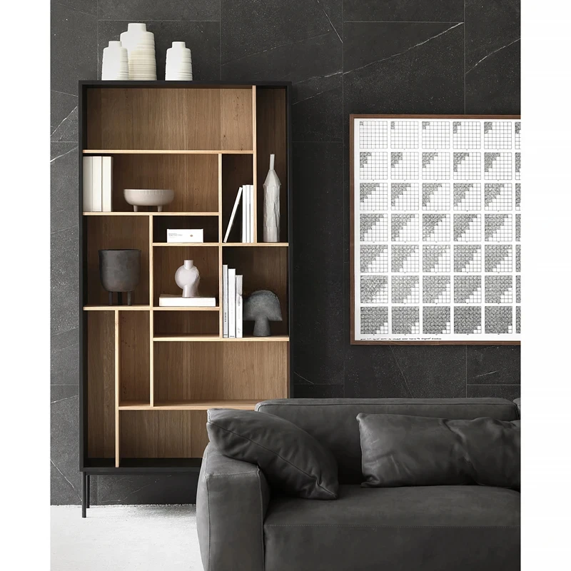 Nordic bookcase solid wood display locker