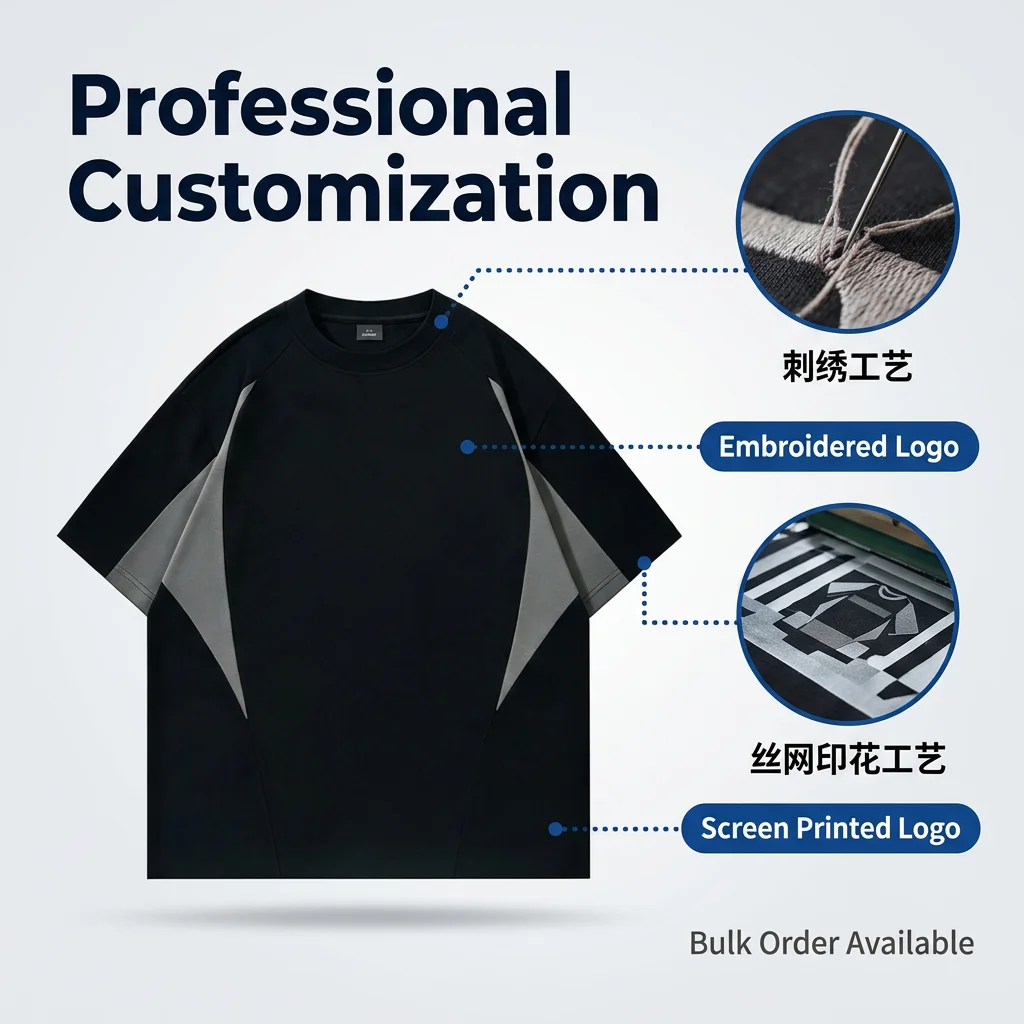 Men's Oversized Custom Print & Embroidered Logo T-Shirt, 100% Premium Cotton Casual Streetwear for Bulk Order