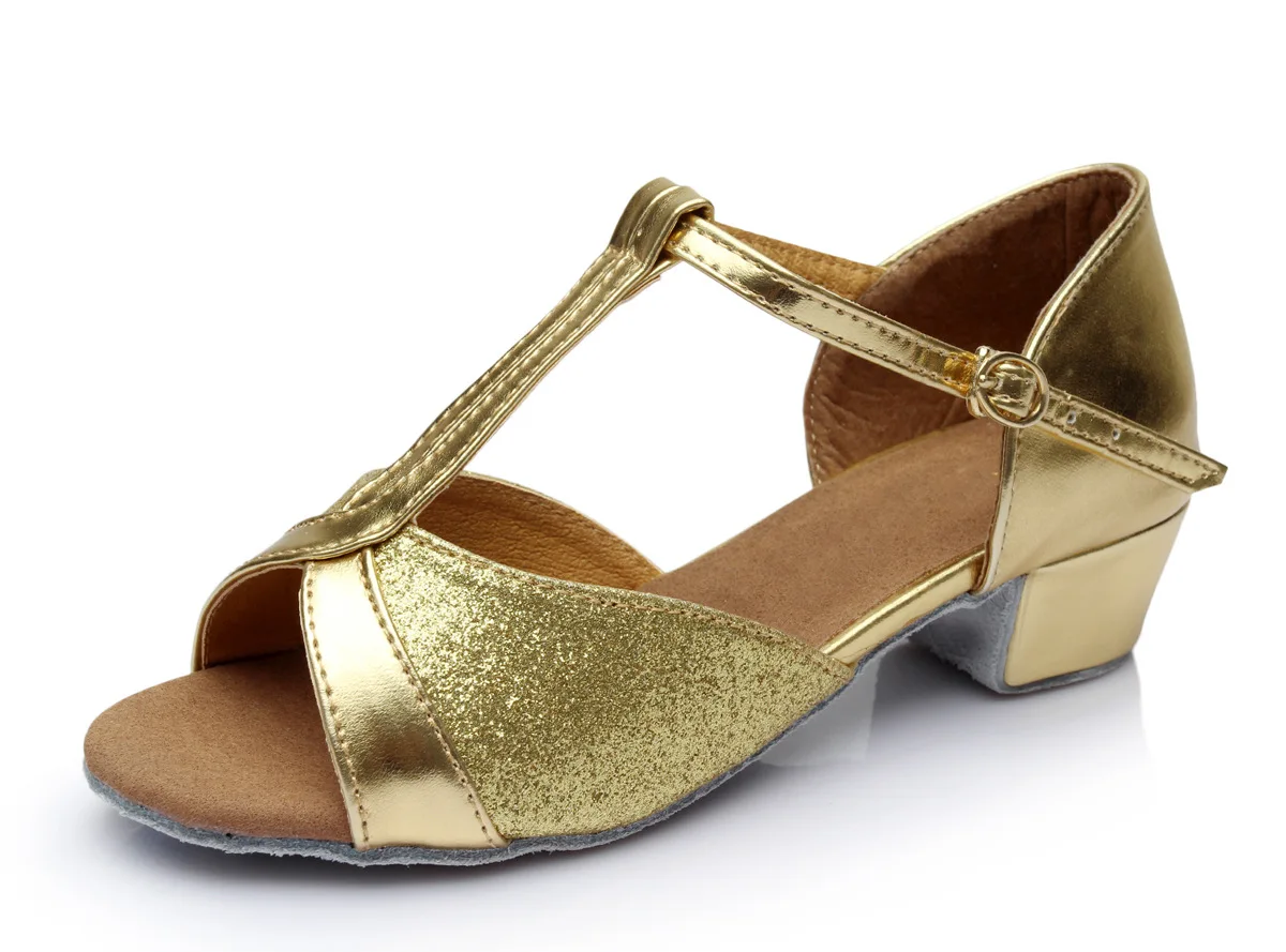 New Kids' Latin Dance Shoes for Girls - Sparkly Performance Soft Sole Satin Indoor Dance Shoes (Dropper)