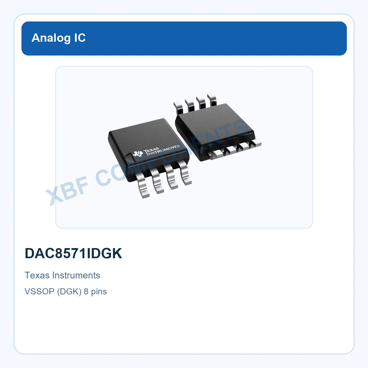 DAC8571IDGK Texas Instruments DAC Digital to Analog Converter 16-Bit VSSOP (DGK) 8 pins