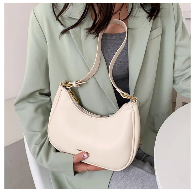 White Half Moon Armpit Bag Women\'s Summer New Trendy Premium Crossbody Bag Versatile Ins Super Hot Shoulder Bag handbags