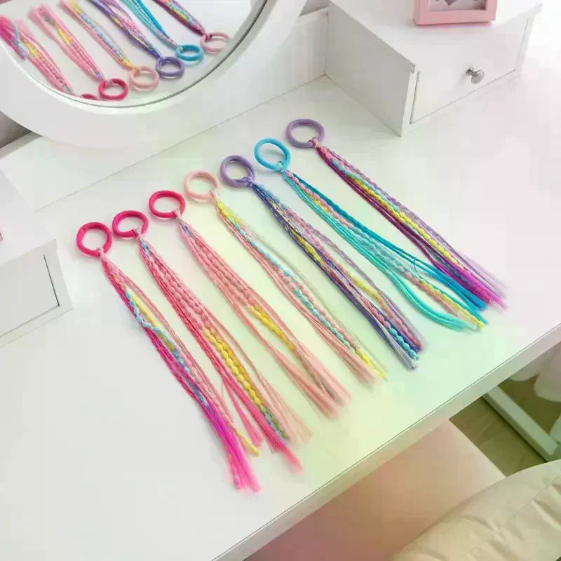 

Girls Hair Accessories Set Colorful Wigs and Ponytail Headbands for Children 5PCS Soft Elastic Design for Party Cosplay Dress Up