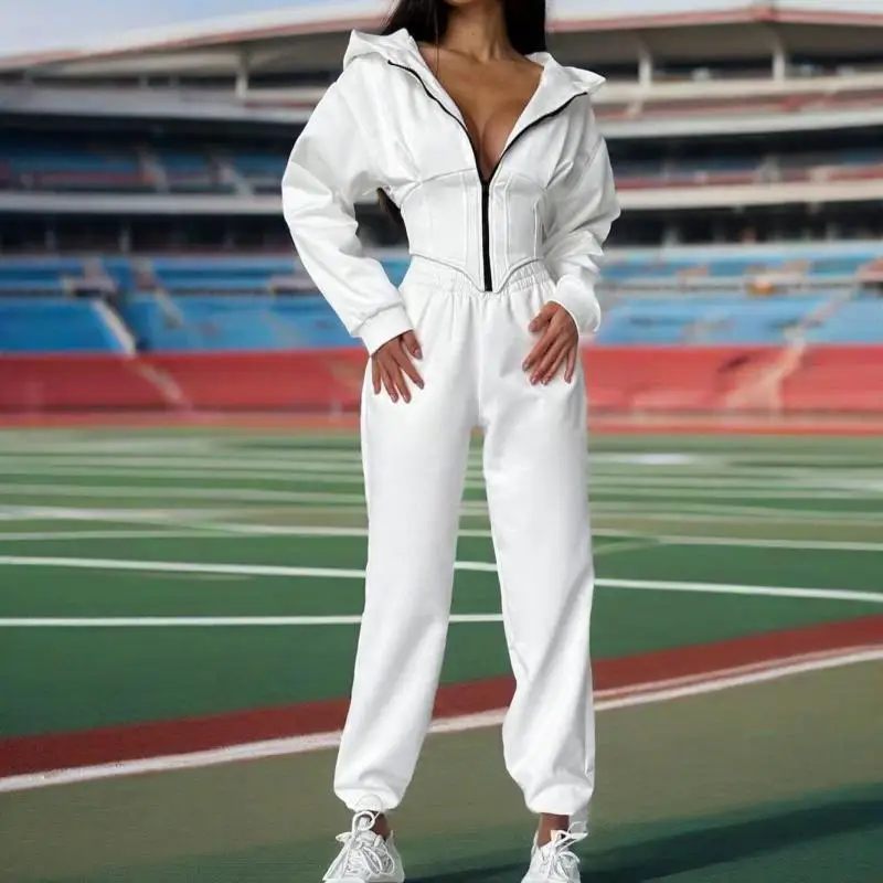 

Толстовка на молнии с капюшоном в стиле горячей девушки, короткая куртка для похудения с рыбьей косточкой и талией, облегающий комплект свободных спортивных штанов