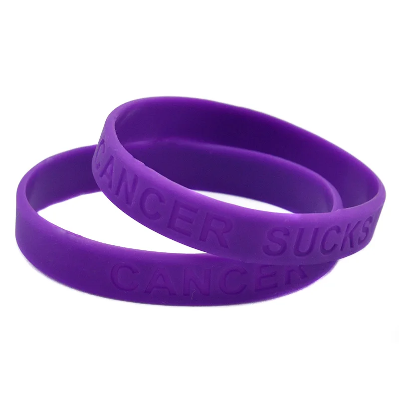 1PC/7PCS Cancer Sucks Debossed Silicone Bangle Medical Wristband Support Awareness Bracelets