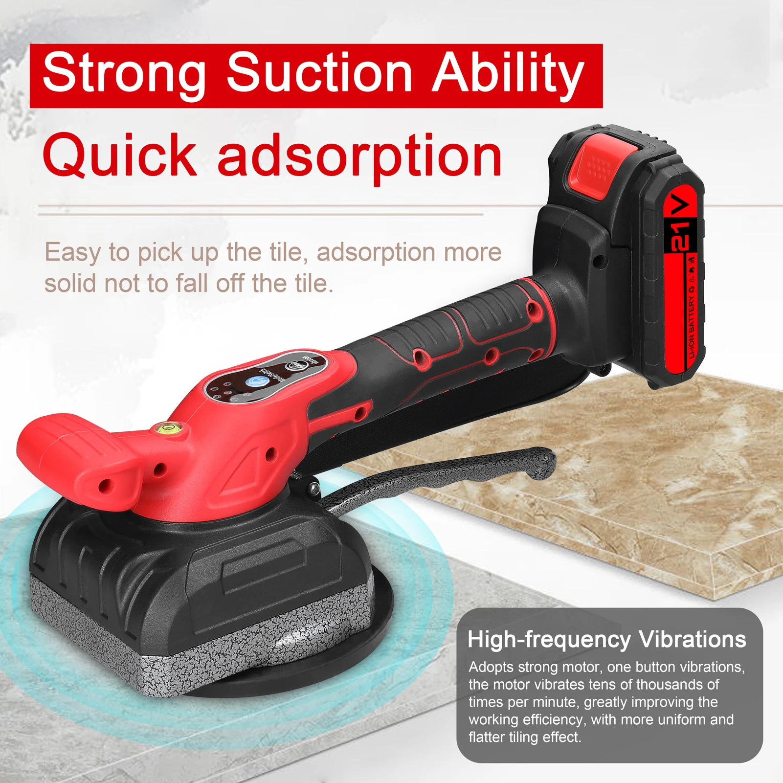 21V Tile Tiling Machine High Loading Capacity Wall Floor Tiles Laying Vibrating Tool Home Decoration Utility Tools with Enlarged