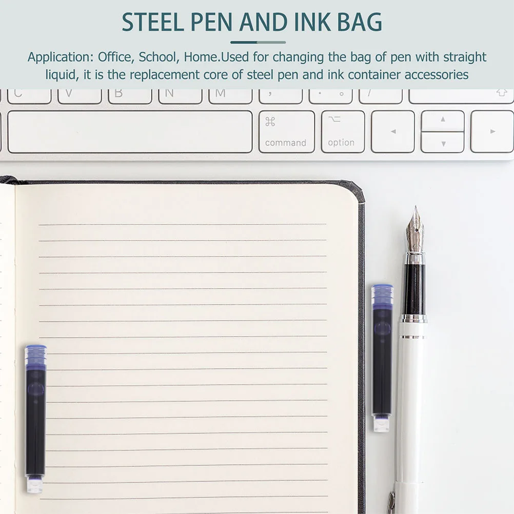 Cartouches d'encre pour stylo en acier, 200 pièces, conception Simple, installation facile, recharges d'encre pour stylos, fournitures de bureau pour étudiants