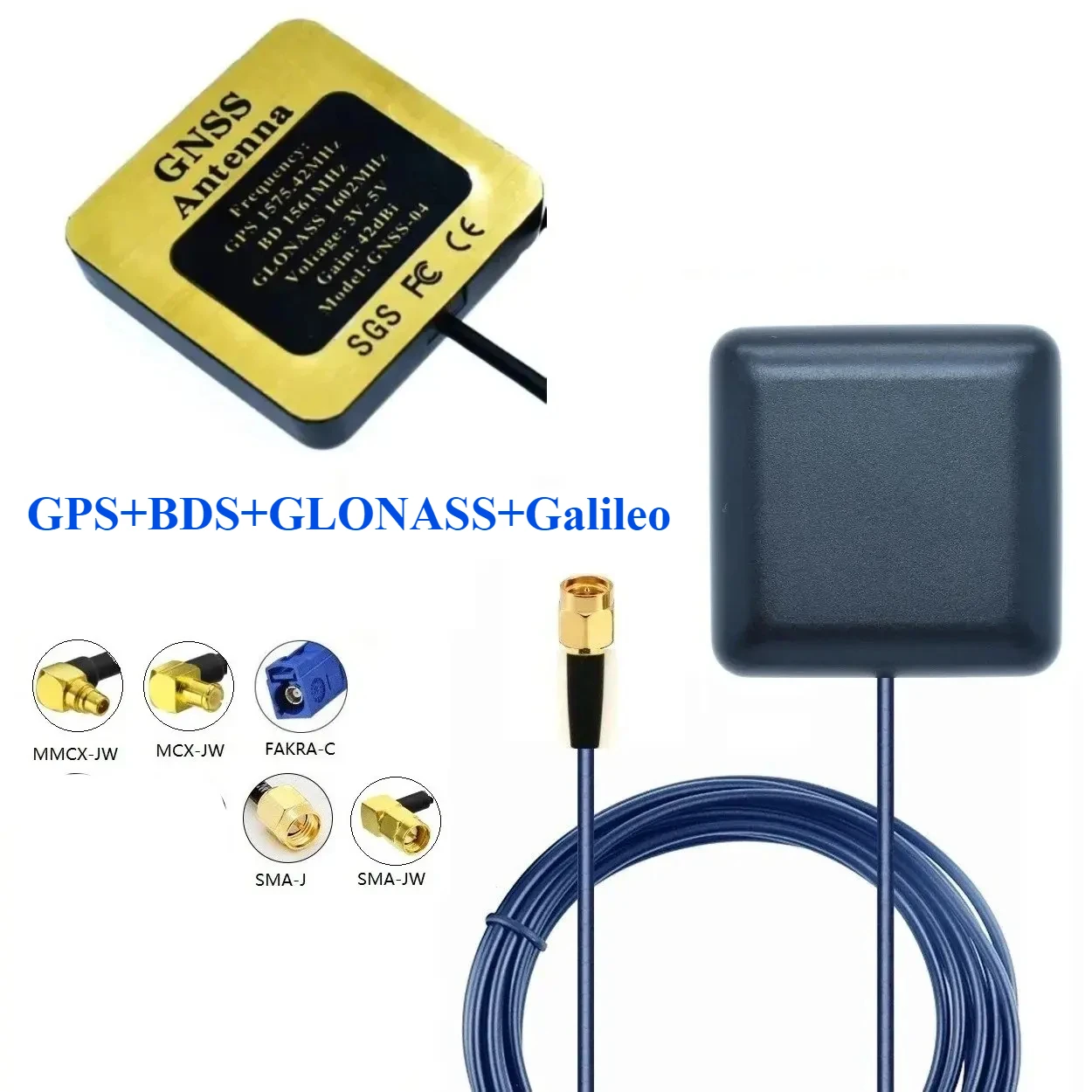 

GNSS High Precision External Antenna 42dbi Four-star Positioning Amplifier GPS+BDS+GLONASS+Galileo Satellite Signal Receiver 3m