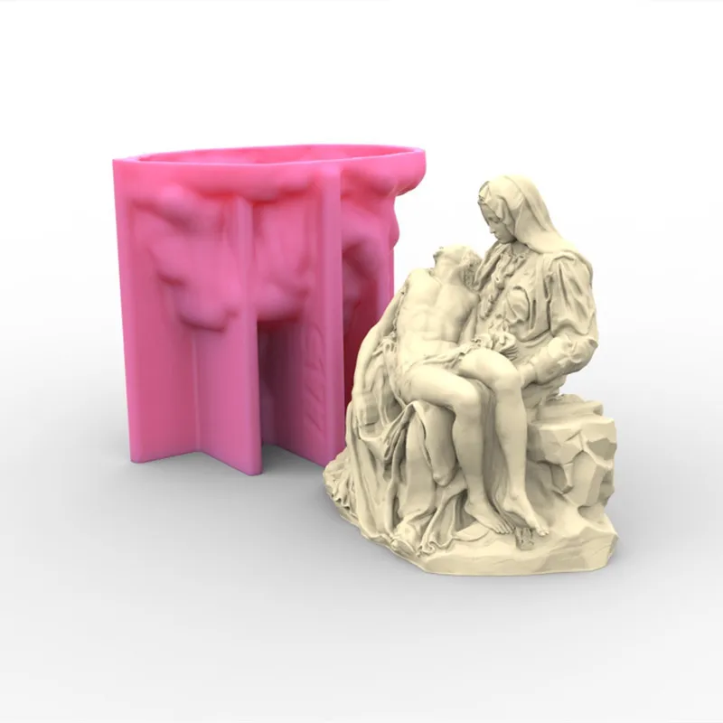 Duży 3D włoski Pieta statua foremka na świece biust silikonowe formy grecki Art Man rzeźba wosk narzędzie Tabletop Ornament żywica formy