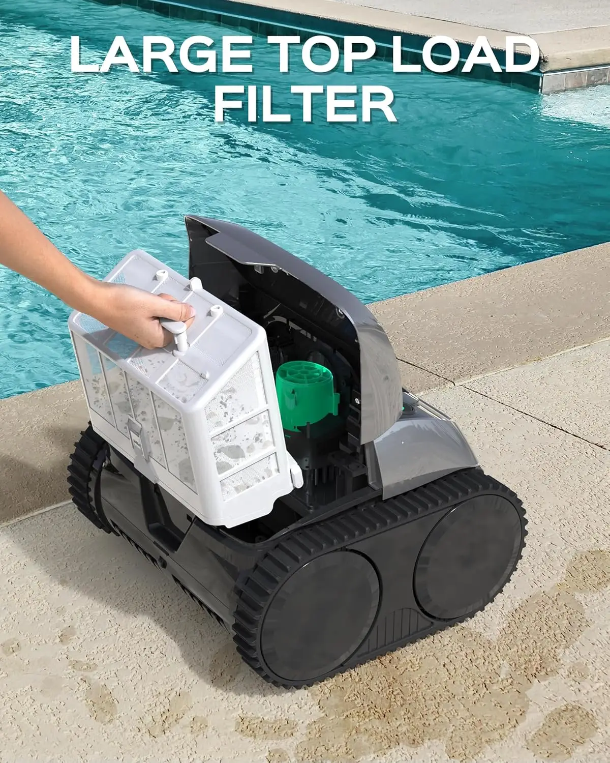 Robotic Pool Cleaner para piscinas terrestres, Runtime, piscina sem fio, 65 pés de comprimento