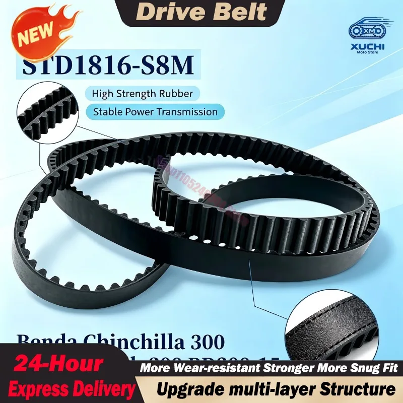 For Benda Chinchilla 300 BD300-15 Replacement Transmission Timing Belt STD1816-S8M S8M Motorcycle Drive System Repair