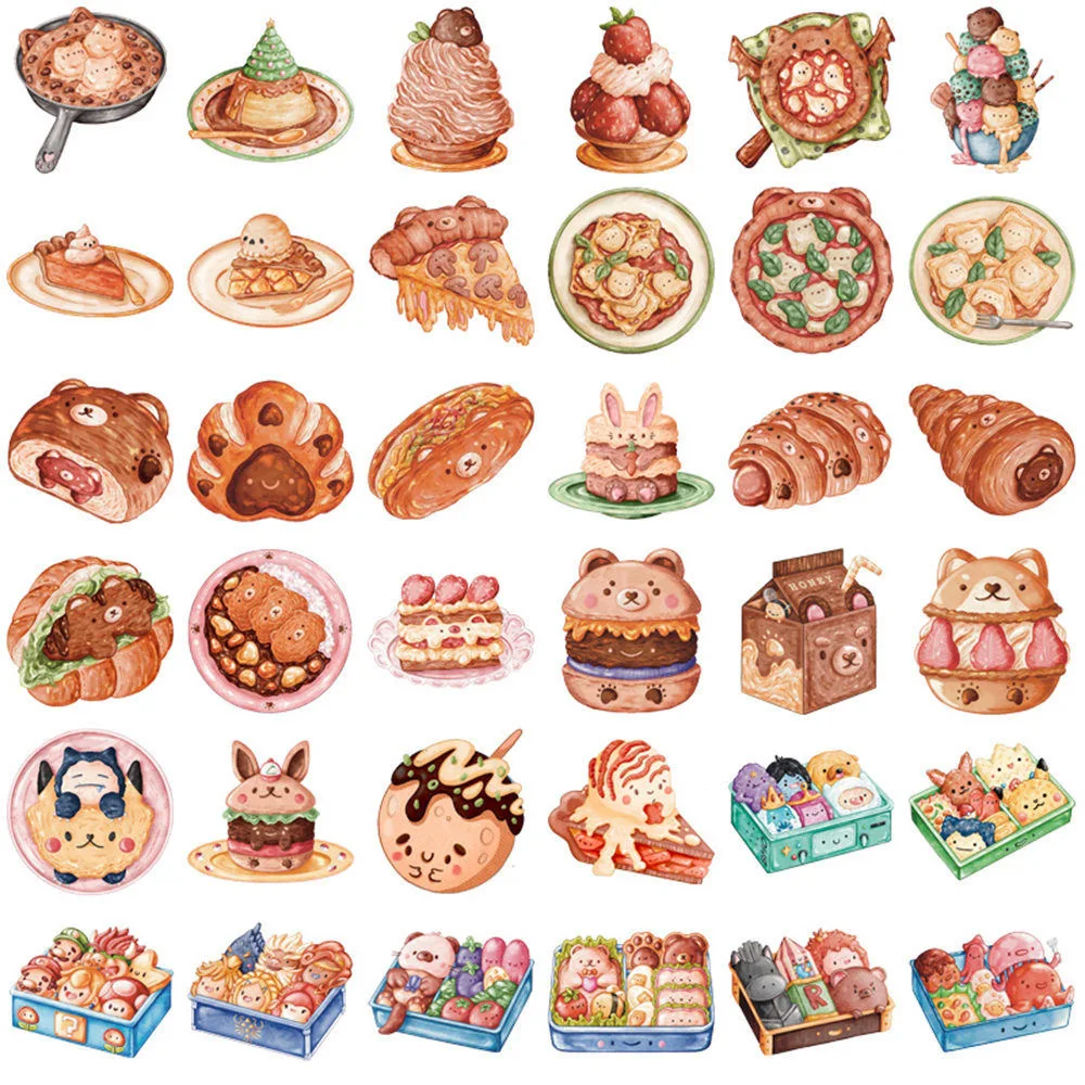 10/95Pcs New cartoon cute Little bear foodie food graffiti stickers DIY decoration guitar water cup laptop children's toy gift