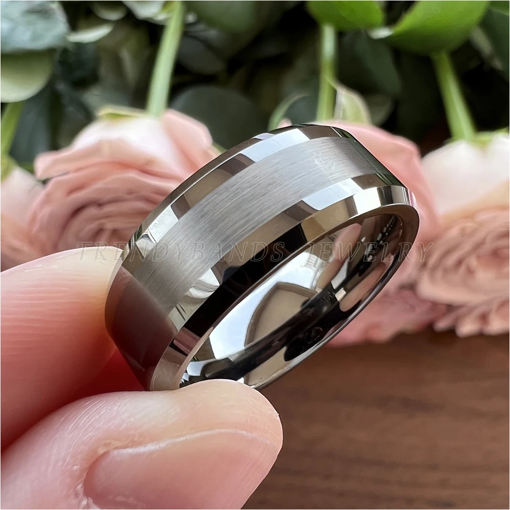 6mm 8mm Gunmetal Tungsten Carbide Wedding Band Engagement Ring for Men Women Fashion Jewelry Brushed Finish Comfort Fit