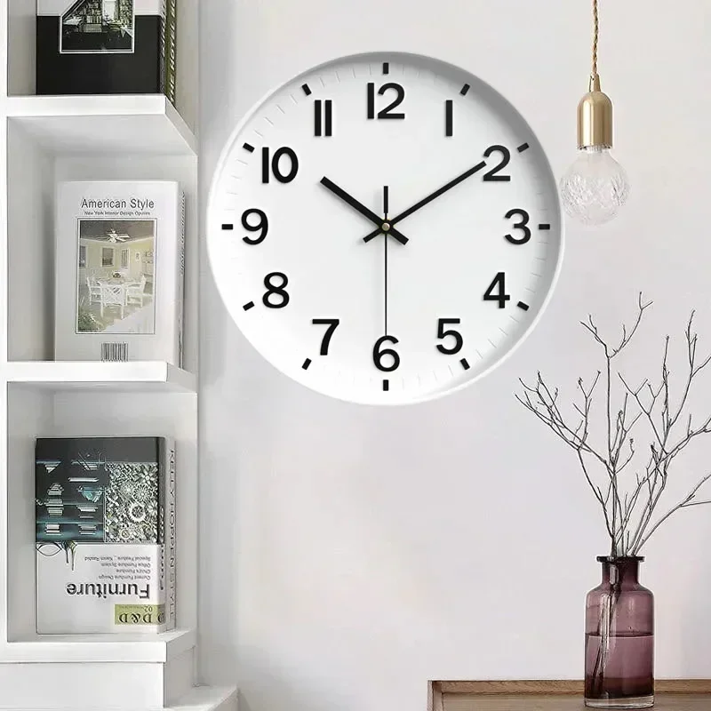 12 Inch Simple Fashion Wall Clock Mute Does Not Tick Round Three-dimensional Wall Hanging Clock for Study Classroom  School