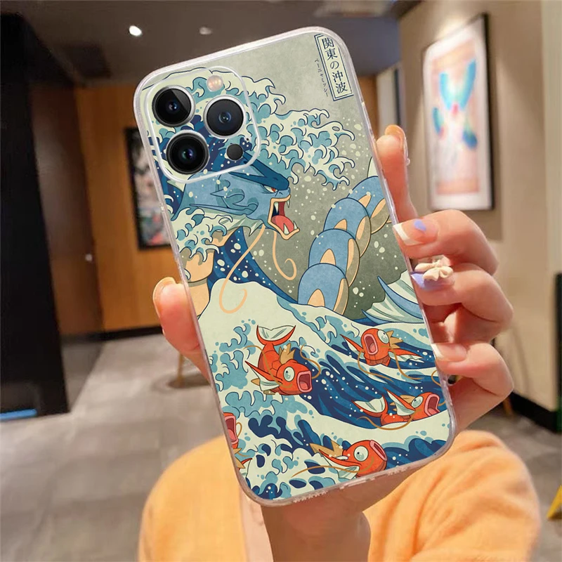 

Phone Case For iphone 17 Pro Max 17 Air 16 15 14 13 Pro Max 15 16 Pro 15Plus Wave Art Japanese Green Illust