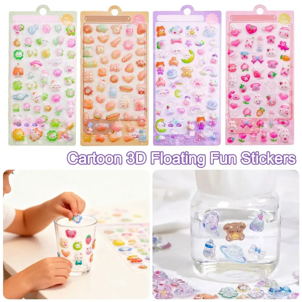 4 قطع من ملصقات الإغاثة ثلاثية الأبعاد المقاومة للماء، ملصقات هلامية شفافة قابلة للإزالة وقابلة لإعادة الاستخدام على شكل حيوانات كرتونية لتزيين الكمبيوتر المحمول #3