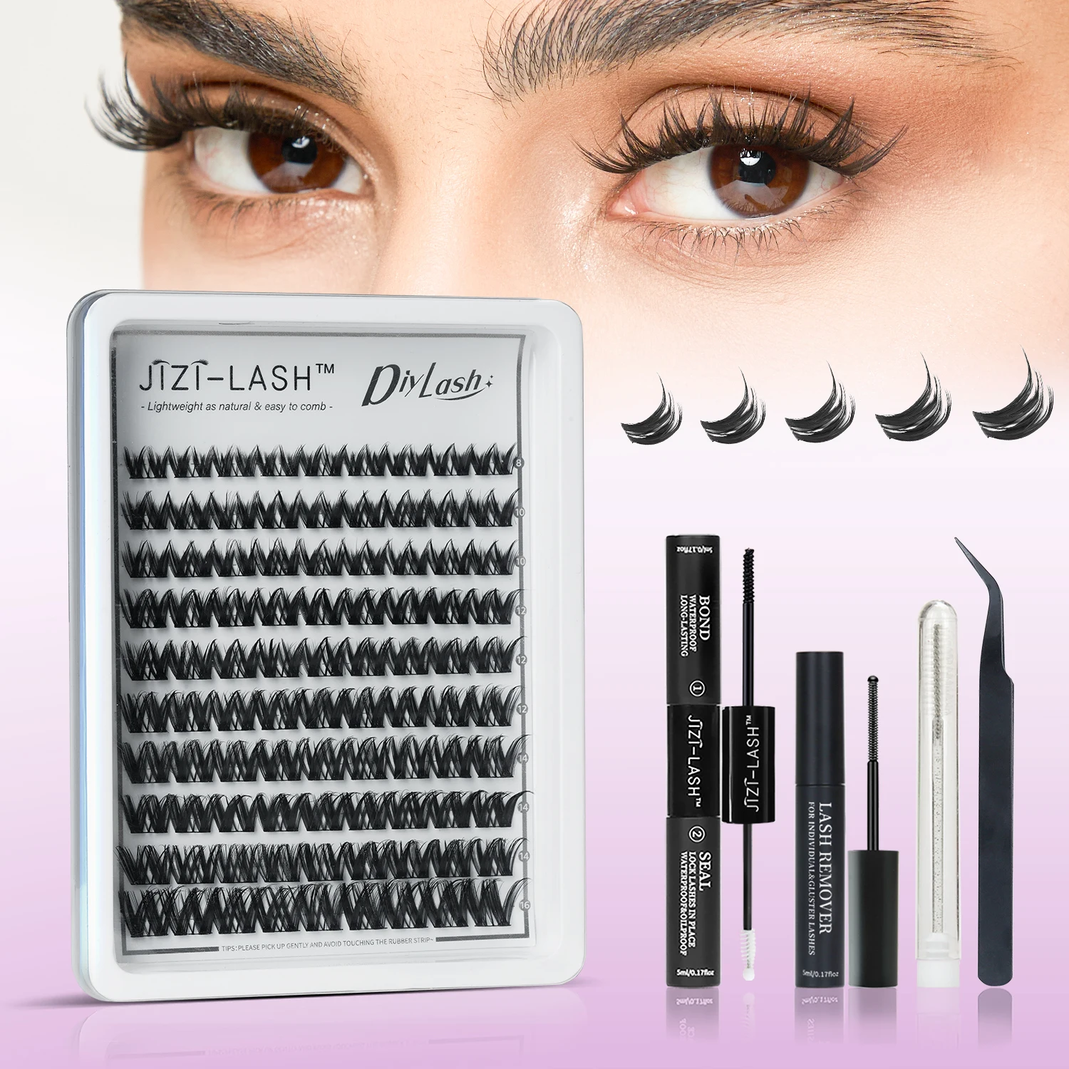 

JIZI-LASH 10 Rows Individual Lashes Bundles 3D MIX Eyelash Cluster Natural False Eyelashes Fluffy Faux Cils Extension Makeup Set