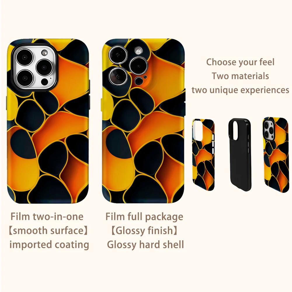 حافظة هاتف بأشكال هندسية برتقالية لهاتف آيفون 17AIR 16E 16 15 14 13 12 11 17 Pro Max Plus غطاء خلفي مزدوج الطبقة #3