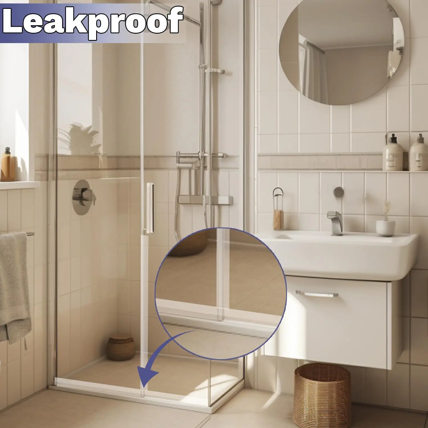 Windproof Strip Door Sealing Strip, Shower Door Bottom Sealing Strip, Self-Adhesive Insulation Tape for Frame Window Glass Gap