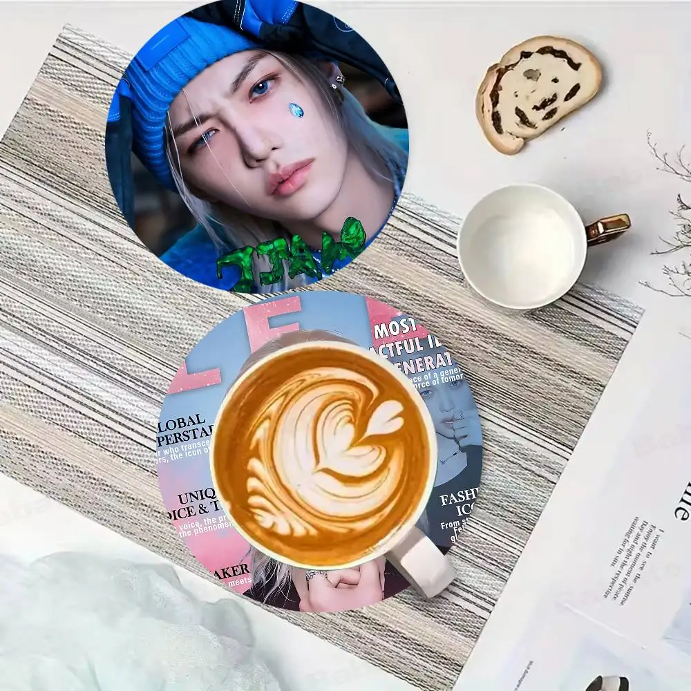 male singer F-FelixS famous popular pattern art painted wooden anti-slip coasters, suitable for decoration of living room